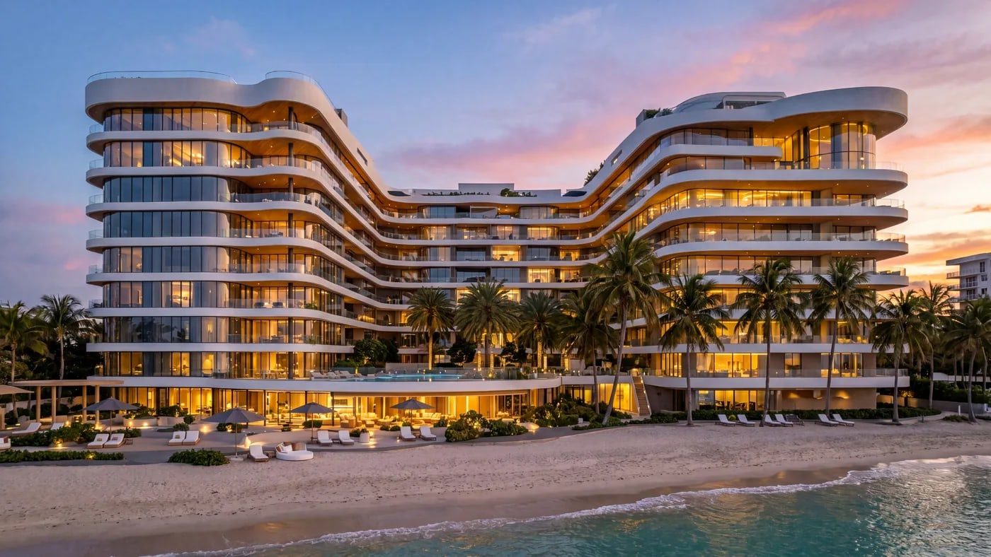 Vistal by Victoria Swarovski — beachfront building at dusk