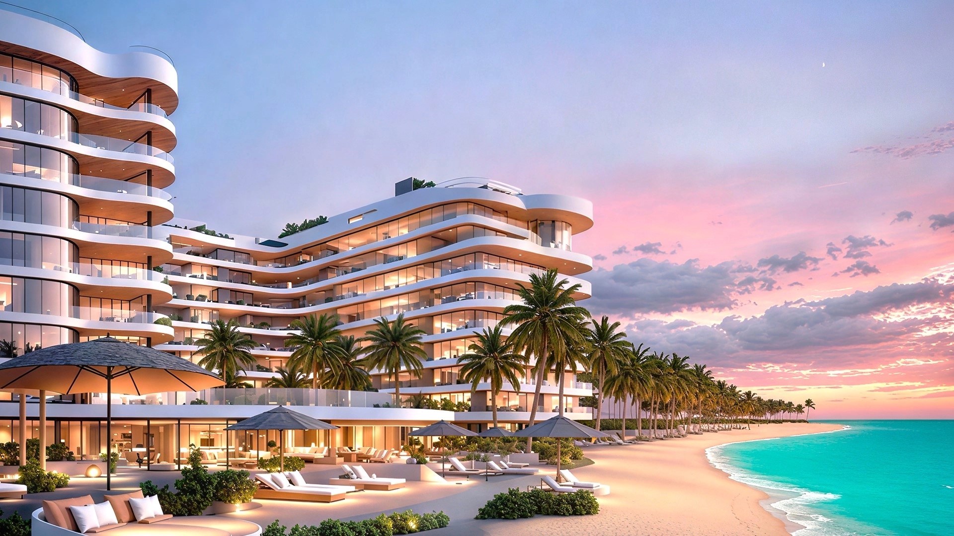 Vistal by Victoria Swarovski — beachfront residences in Al Mouj Muscat at sunset